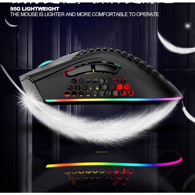 Chuột Gaming Không Dây Cao Cấp BM600 Thiết Kế Hầm Hố Có Đèn LED Phát Sáng Nhiều Màu Ấn Tượng