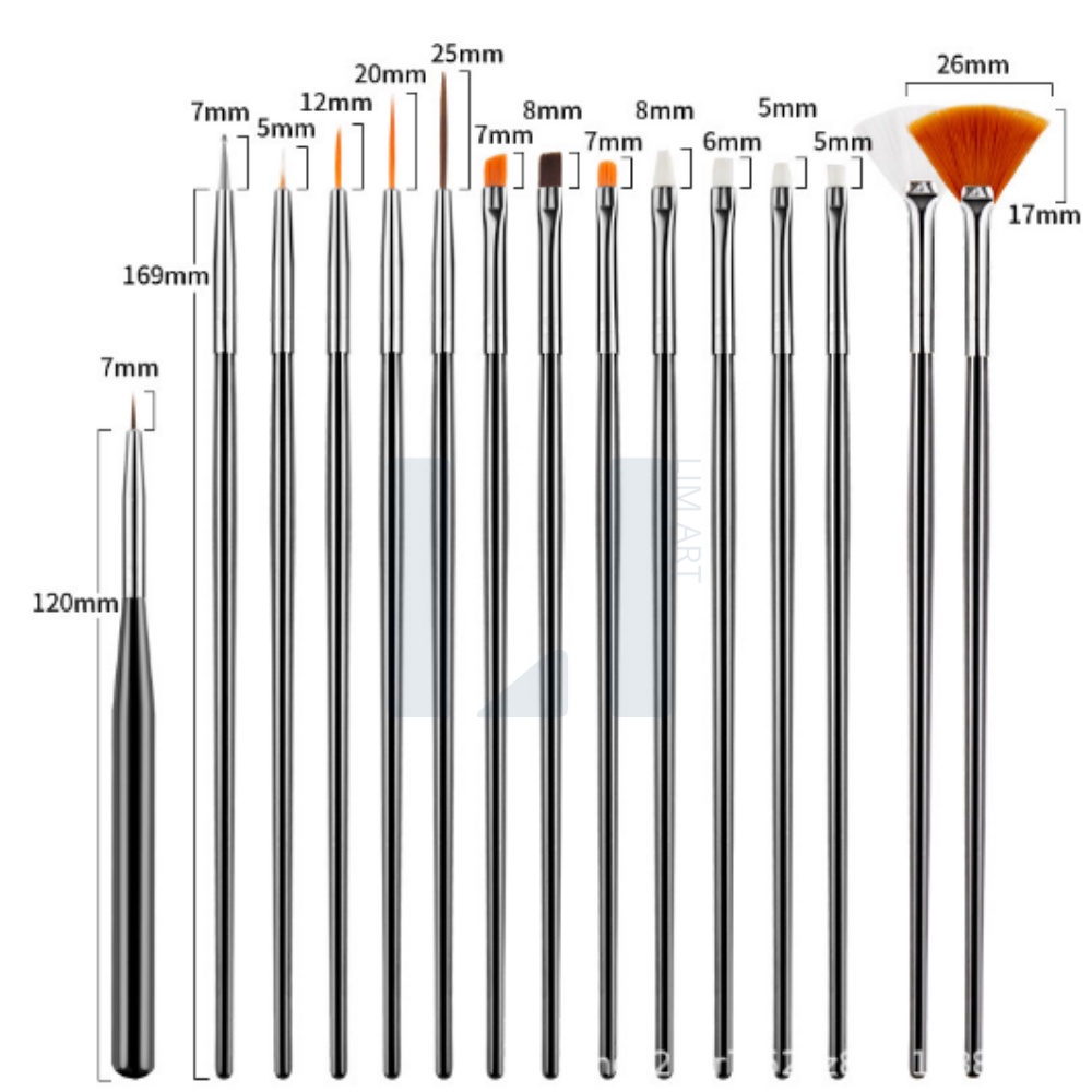 [15 cọ vẽ] Bộ cọ vẽ tranh, vẽ móng, tô tranh số hóa.nhiều kích thước