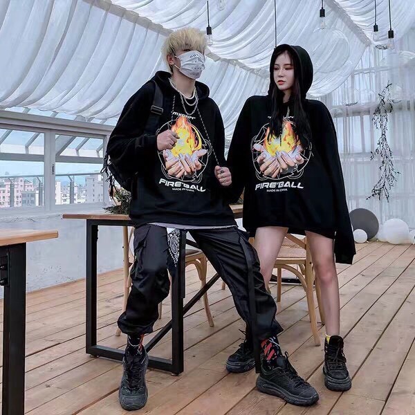 {FREESHIP} Áo hoodie FIRE BALL vải nỉ dày dặn, bao đẹp, bao chất form 70kg