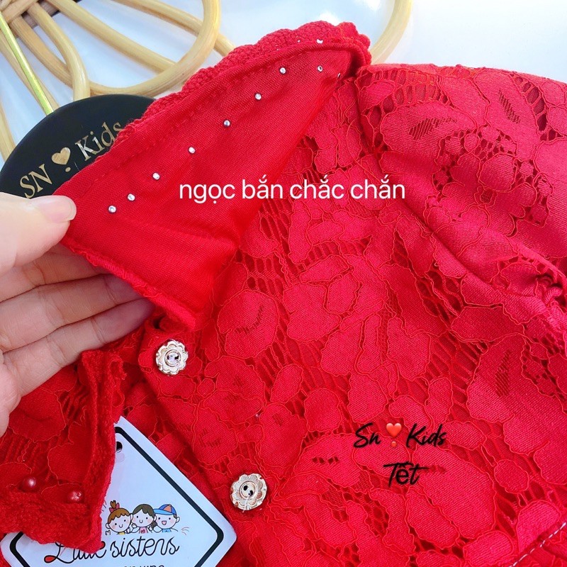 Váy ren bèo cổ đính ngọc cho bé gái 9-23kg QATE563