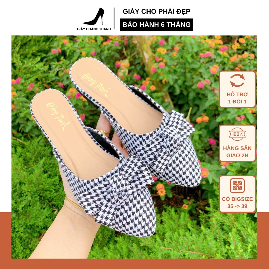 Dép Sục Bít Mũi Nữ Dép Cao Gót Mũi Nhọn Đế Vuông Hoàng Thanh S2