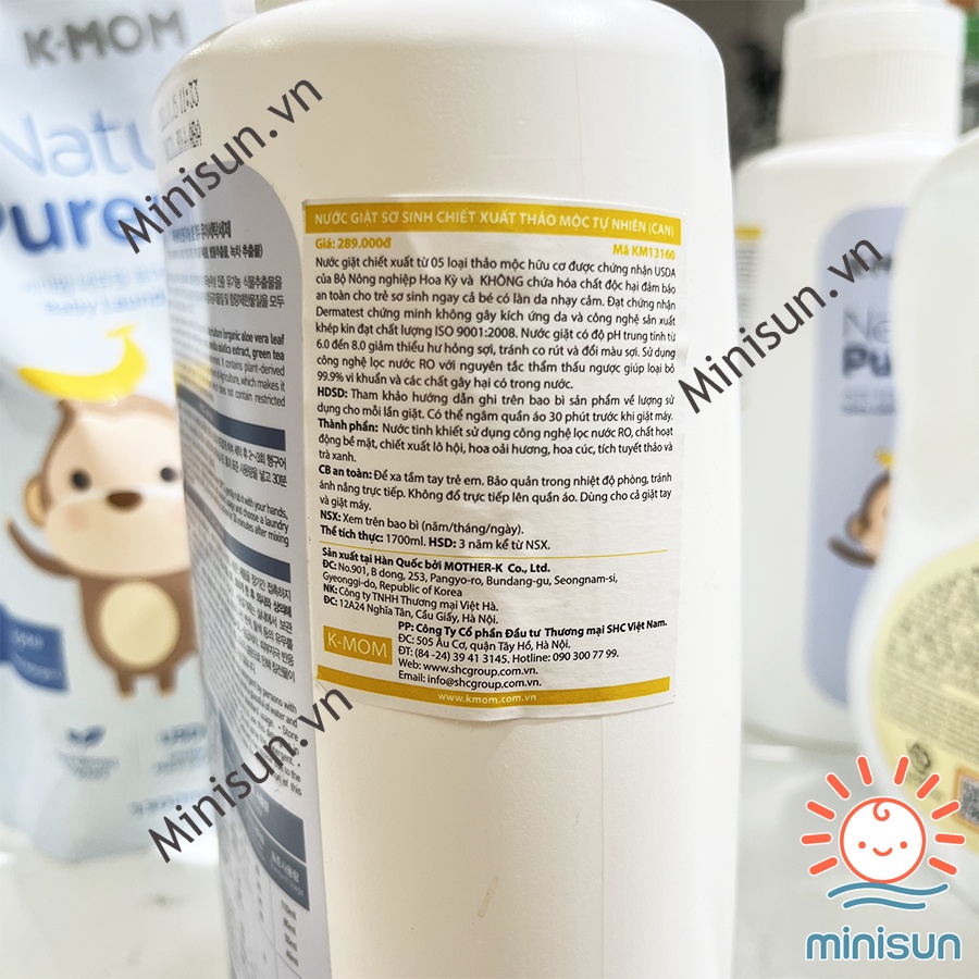 Nước giặt đồ sơ sinh Kmom, nước xả quần áo Kmom Hàn Quốc hữu cơ