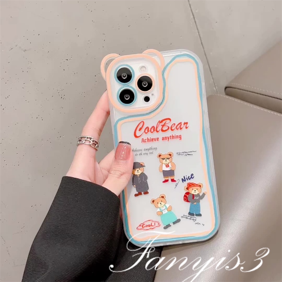 Ốp Điện Thoại Mềm Trong Suốt Họa Tiết Tai Gấu Cho iPhone 14 13 12 11 Pro Max X XR Xs Max 8 7 6 6s Plus SE 2020