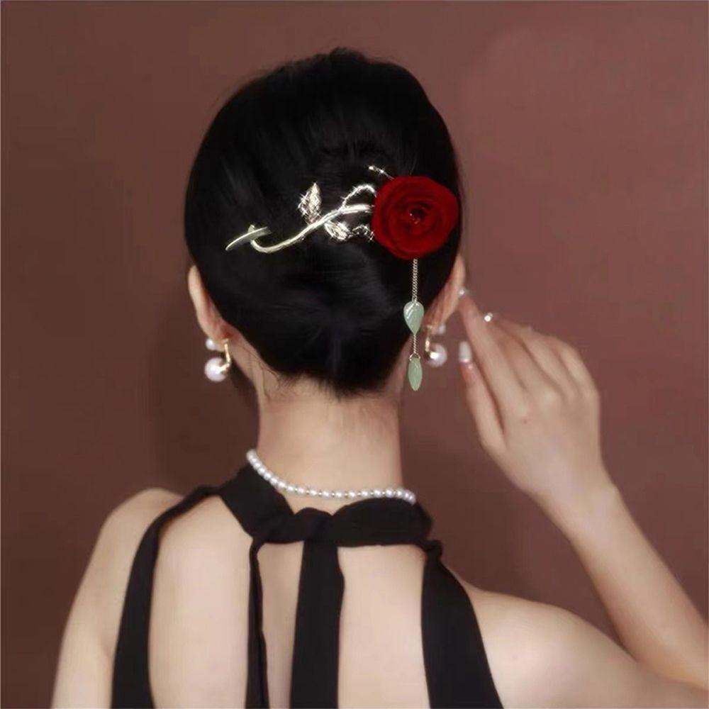 Kẹp Tóc Hình Cành Hoa Hồng Sang Trọng WMES15H