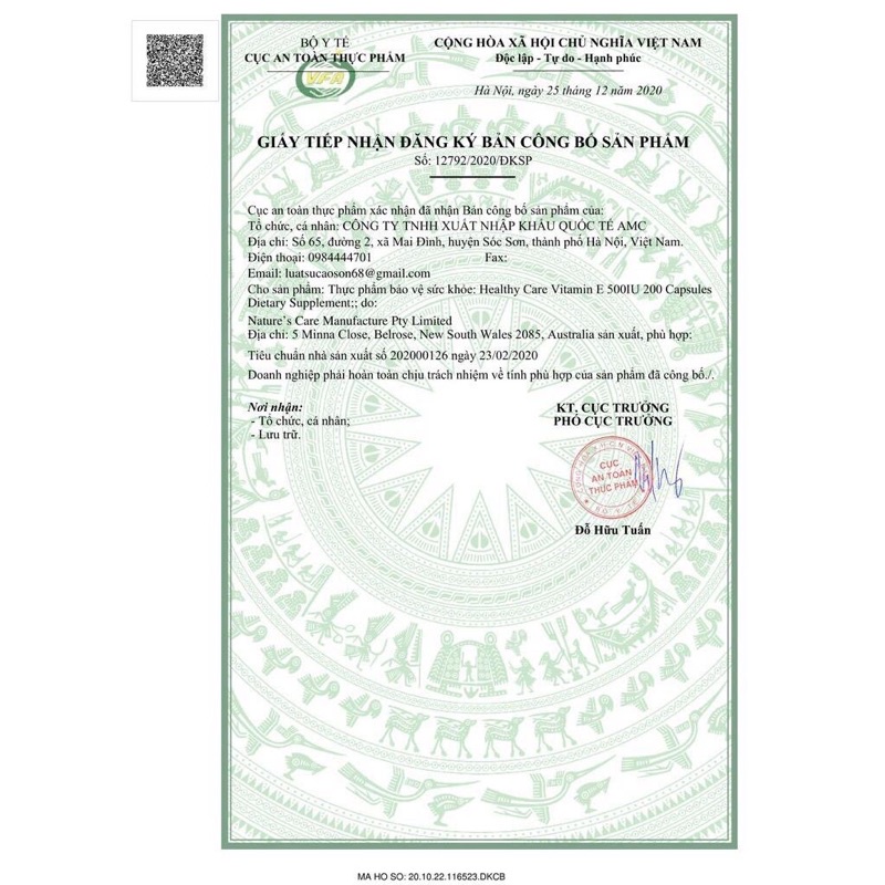 Viên uống Vitamin E 500IU Healthy Care Úc