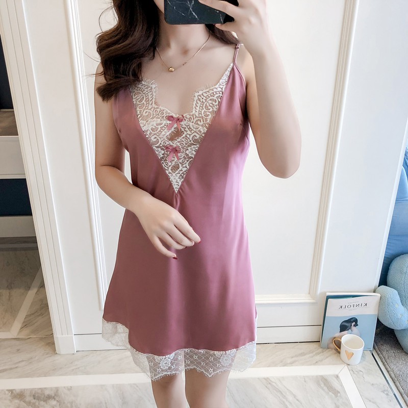 Đầm Ngủ Hai Dây Phối Ren Gợi Cảm Cho Nữ | BigBuy360 - bigbuy360.vn
