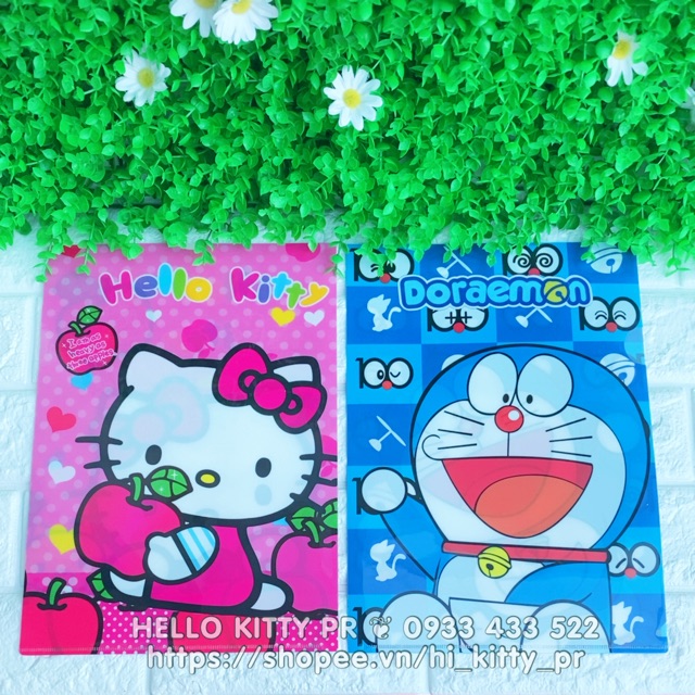 Bìa lá kẹp hồ sơ+ giấy tờ HELLO KITTY& Doraemon