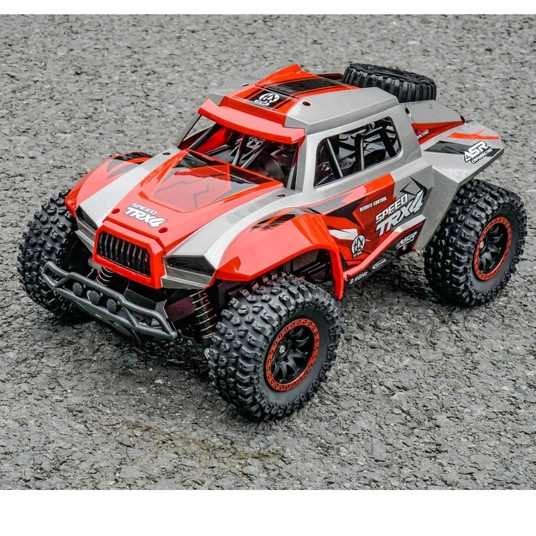 Ô TÔ ĐỊA HÌNH ĐIỀU KHIỂN TỪ XA  HIGH SPEED TRX4  MÀU ĐỎ VIỀN XÁM, TO HẦM HỐ, CHẮC CHẮN, NHỰA ABS SIÊU BỀN ,TỐC ĐỘ 30KMH