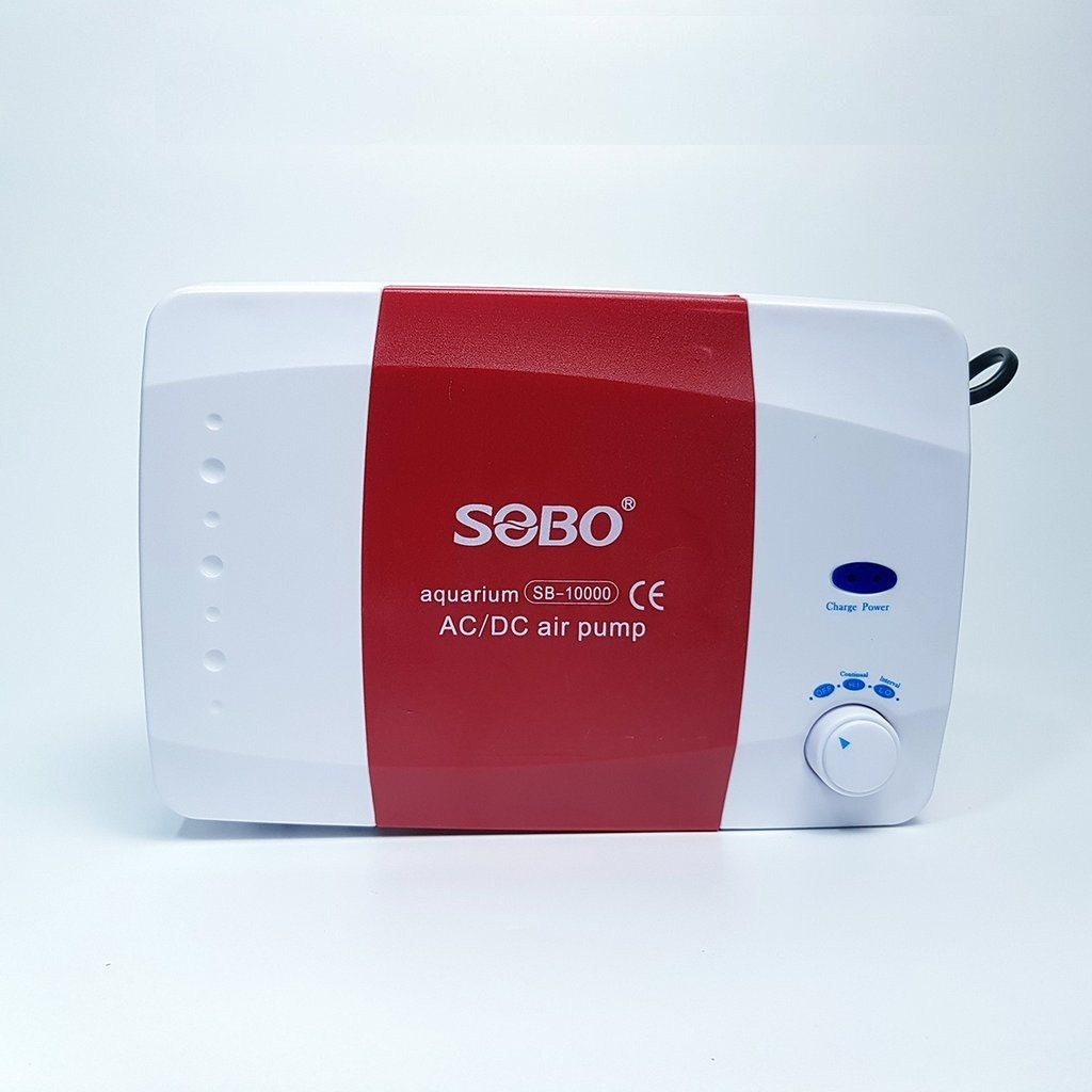 Máy sủi oxy tích điện 2 vòi SOBO SB-10000 12W dùng cho bể cá cảnh, thủy sinh, đi câu - dùng được 12 tiếng
