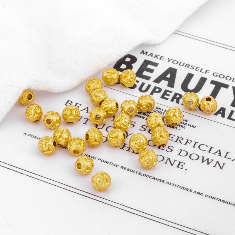Charm Bead Bộ 10 Hạt Xâu Chuỗi Tròn 5Mm Màu Vàng 18K Mặt Nhám Nhiều Màu Sắc Diy