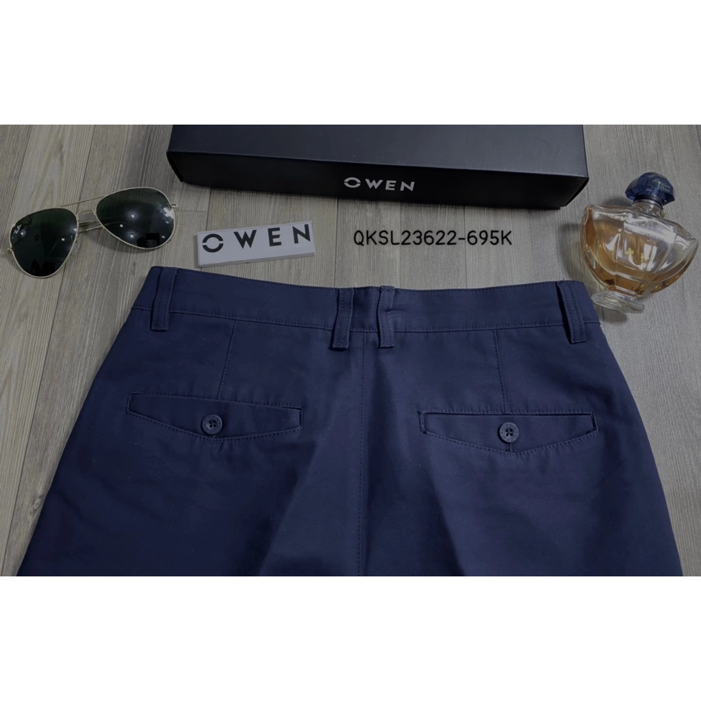 Quần dài kaki nam Owen QKSL23622 khaki công sở cao cấp màu xanh navy trơn dáng slim fit ôm nhẹ vải thô cotton mềm mát