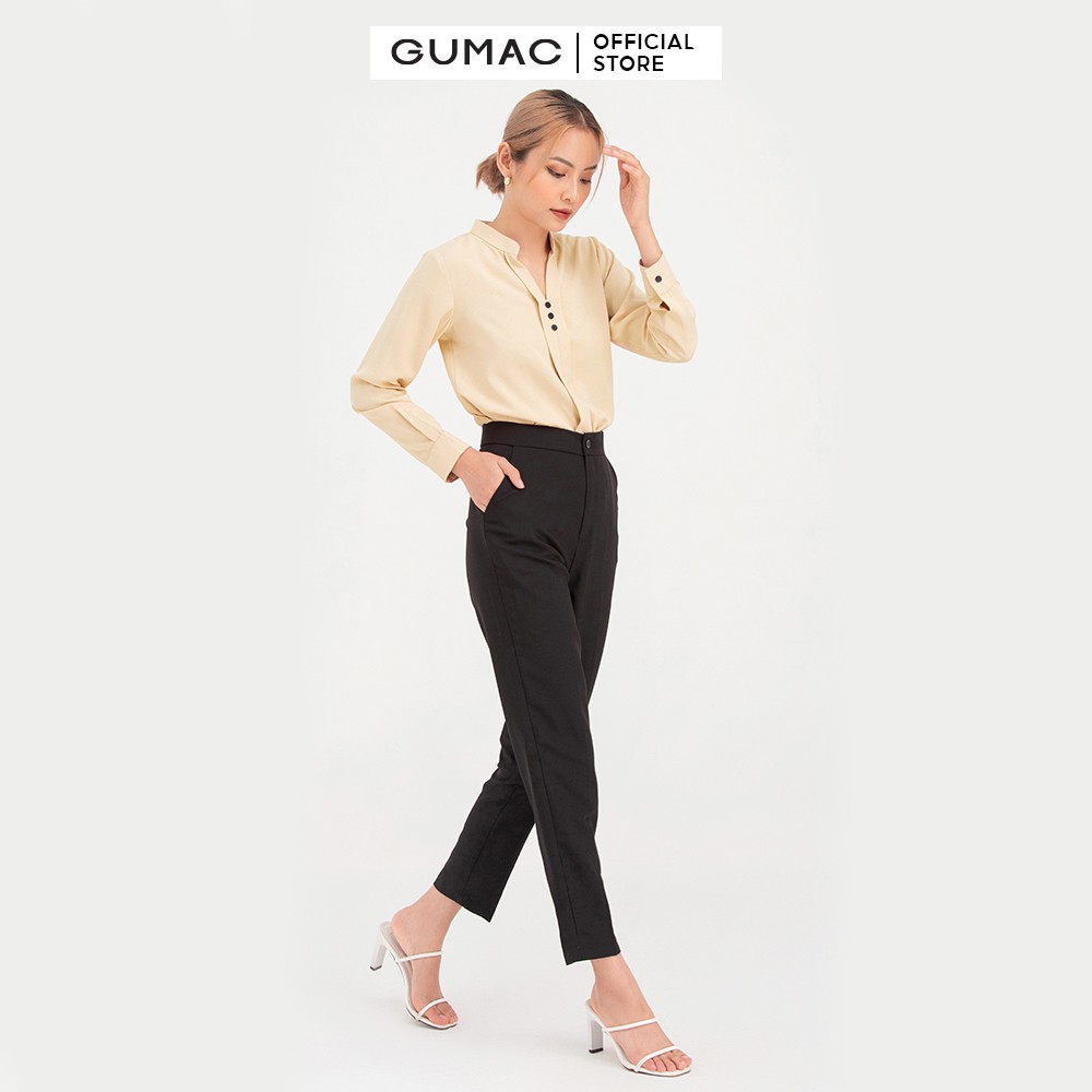[Mã WABRGM11 giảm 10% đơn 250K] Áo sơ mi nữ thiết kế 3 nút cách điệu GUMAC AB707 | BigBuy360 - bigbuy360.vn