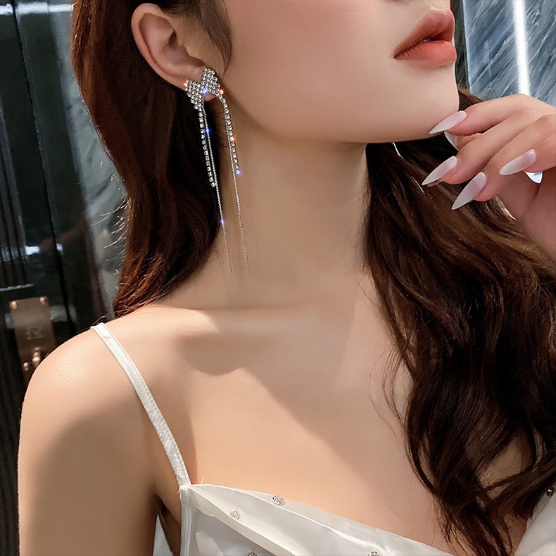 [ĐẸP-ĐỘC-LẠ] BÔNG TAI BẠC 925_NƠ KHẢM PHA LÊ_SANG TRỌNG QUÝ PHÁI_B1030