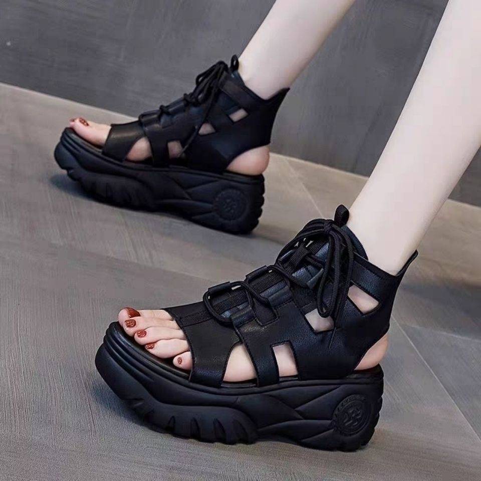 Giày Sandal Da Mềm Đế Xuồng Dày Dặn Chống Trượt Thoải Mái Thời Trang Xuân Hè