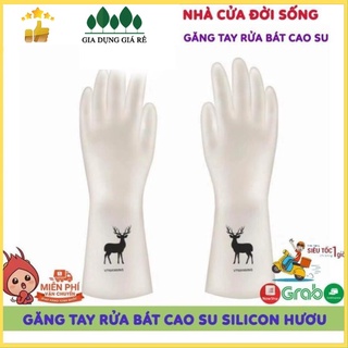 🌺Giá Hủy Diệt🌺 Bộ Đôi Găng Tay Rửa Bát Cao Su, Dày Dặn Tiện Dụng Siêu Dài Hình Hươu