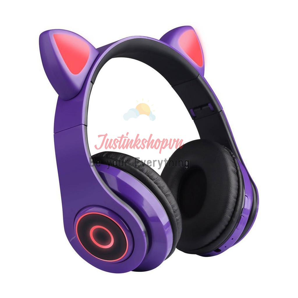 Tai nghe đèn Led tai mèo cat ear dễ thương dùng Bluetooth B39 có dây nối với máy tính, điện thoại, ipad,- JLVQ-4994-TNBT