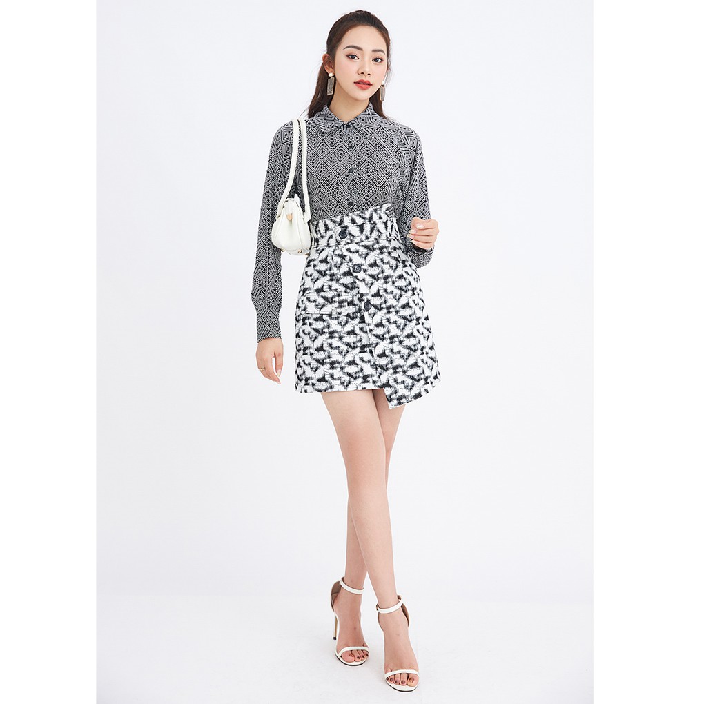 Chân váy ngắn chữ A 92WEAR 2 màu, vạt chéo JAA1535 | BigBuy360 - bigbuy360.vn