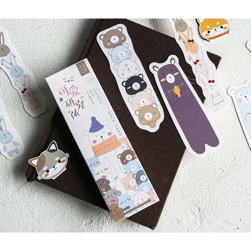 Hộp 30 Bookmark đánh dấu trang hình gấu siêu cute