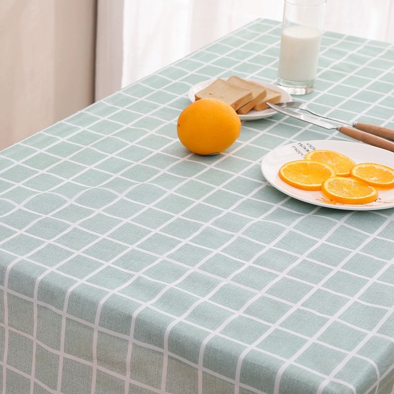 Khăn Trải Bàn Bằng PVC Chống Nước Chống Dầu Hình Chữ Nhật In Caro khăn dã ngoại