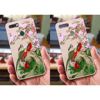 Ốp lưng Oppo A7 (dẻo viền trắng trong) - Hình Chim Công, Cá Chép, Cò