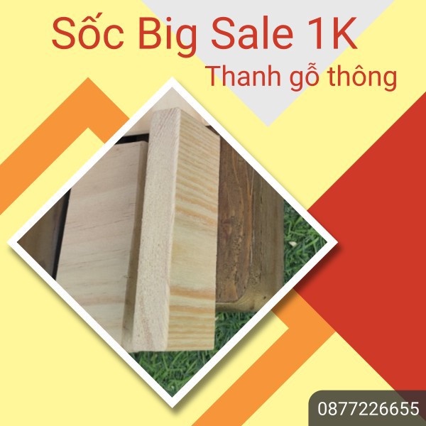 Giá Hủy Diệt 1K - 1 THANH GỖ THÔNG DECOR TẶNG KÈM GIẤY GIÁP 3cm x 9cm