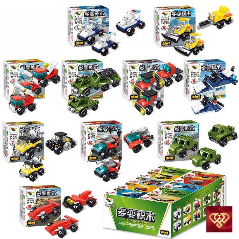 Đồ chơi Lego lắp ráp hình xe đua ô tô người máy xe tăng máy bay 10 in 1 bộ 8