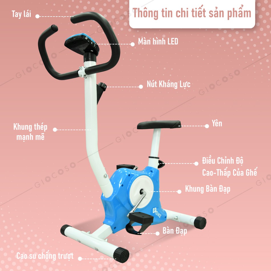 BG Xe đạp tập thể dục EXERCISE BIKE tại nhà mẫu YS02 PINK