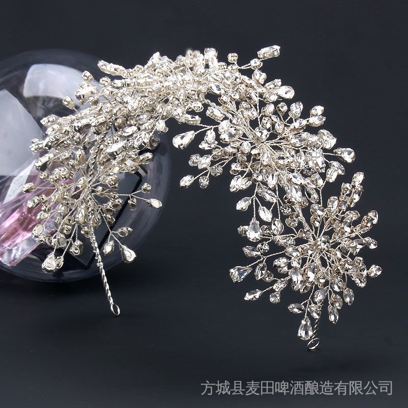 Cài Tóc Hình Vương Miện Đính Đá Màu Trắng Phong Cách Nhật Hàn Dành Cho Cô Dâu