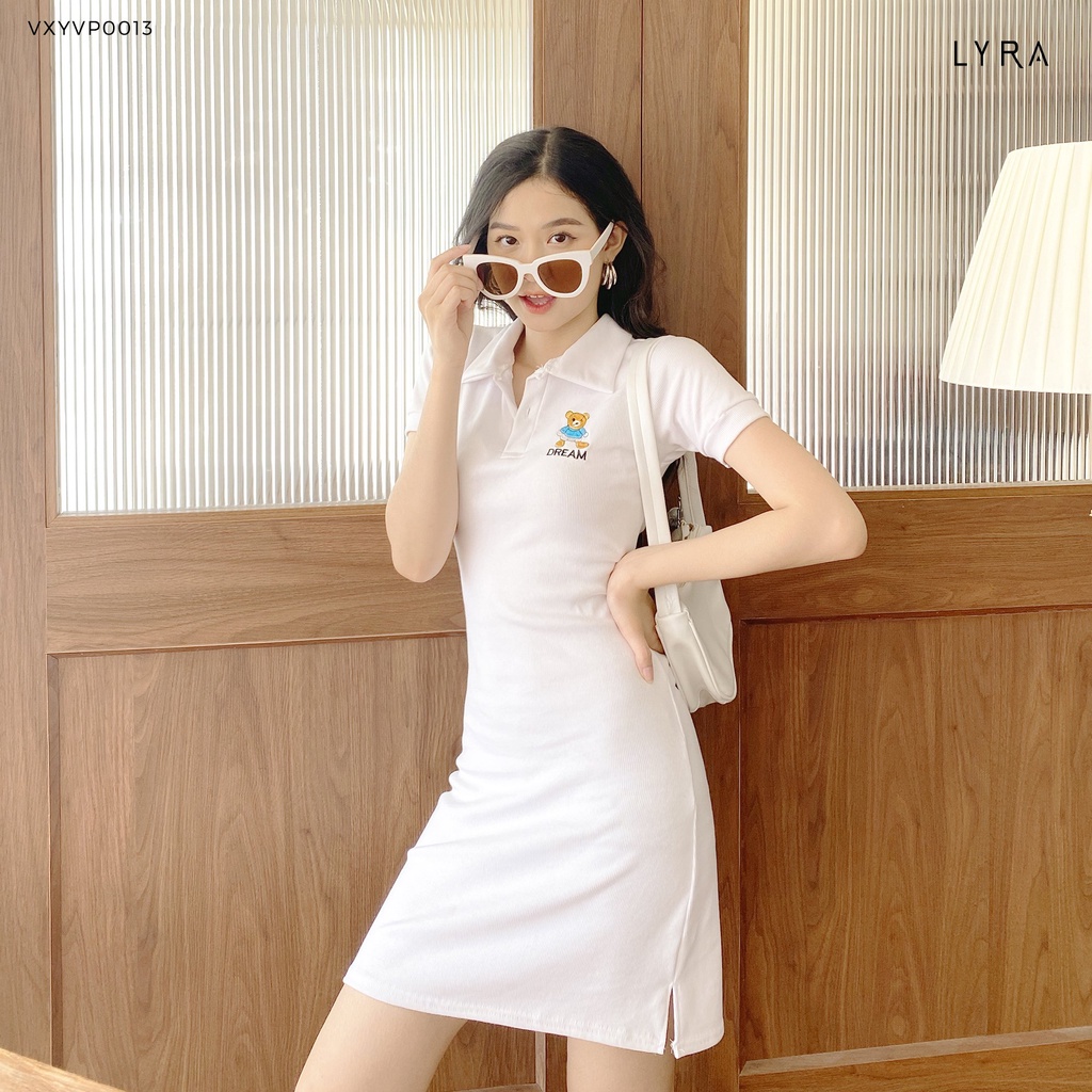 Váy phông polo thêu gấu DREAM LYRA, chất liệu thun basic trơn trẻ trung, phong cách ulzzang-VXYVP0013 | WebRaoVat - webraovat.net.vn