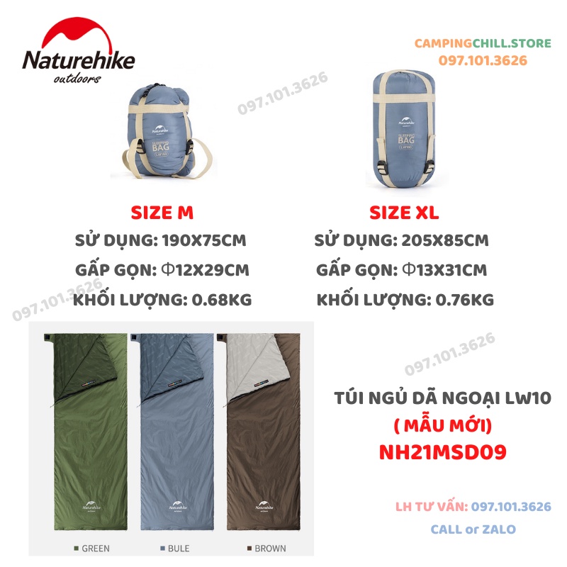 [CHÍNH HÃNG] TÚI NGỦ DÃ NGOẠI, CẮM TRẠI SIÊU ẤM NATUREHIKE LW180 NH15S003-D