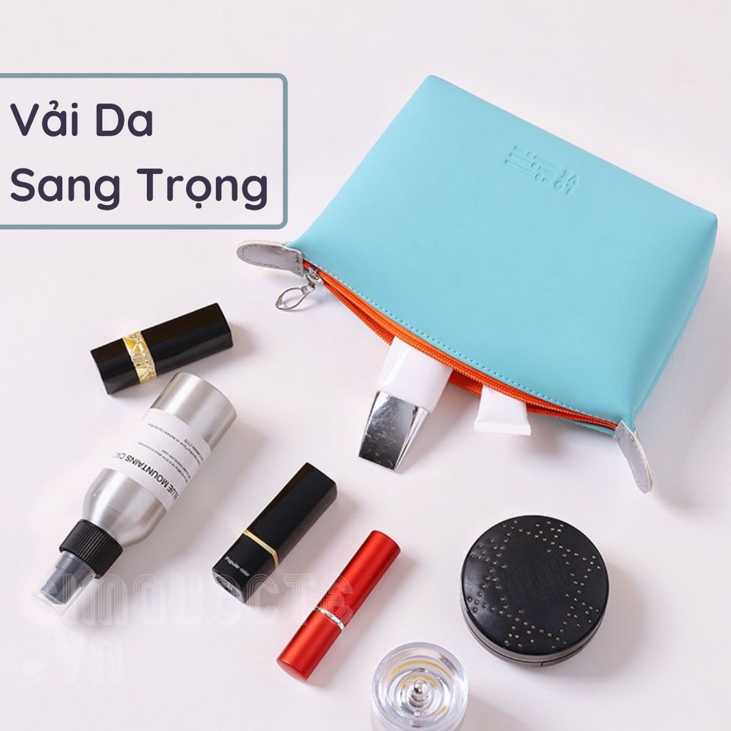 Túi Ví đựng mỹ phẩm trang điểm vải bằng da chống thấm nước nhỏ gọn tiện lợi