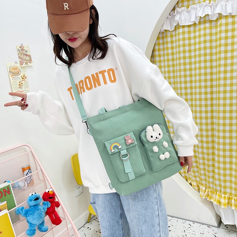 Túi Vải Canvas Đeo Vai Sức Chứa Lớn Tiện Dụng Cho Học Sinh