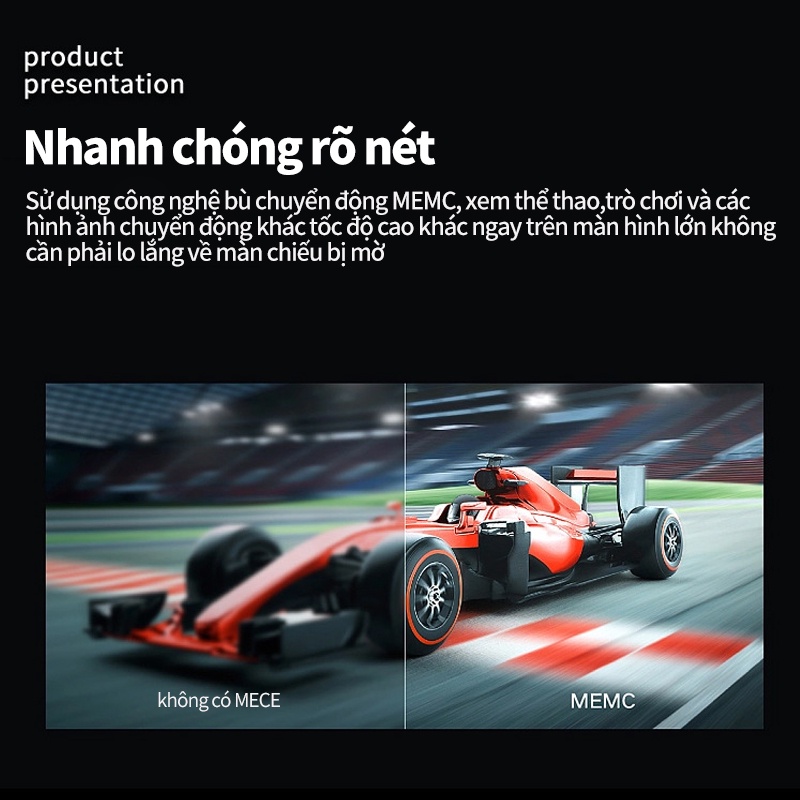 Máy chiếu mini  Smart Android ,Màn hình chiếu 60-120 inch+Kết nối điện thoại + Hỗ trợ 1080P HD+Khe cắm thẻ TF- BH