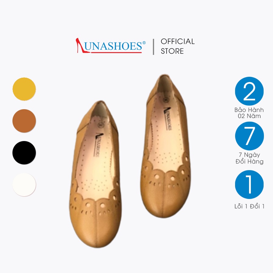 Giày bệt nữ mũi tròn da bò thật 100% và bảo hành 2 năm 1 đổi 1 LUNASHOES 1072 êm chân dễ phối đồ