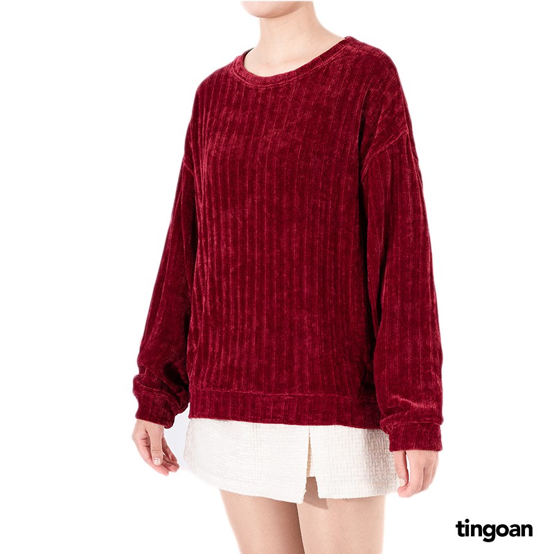 Áo sweater nhung tăm đỏ đậm tingoan | BigBuy360 - bigbuy360.vn