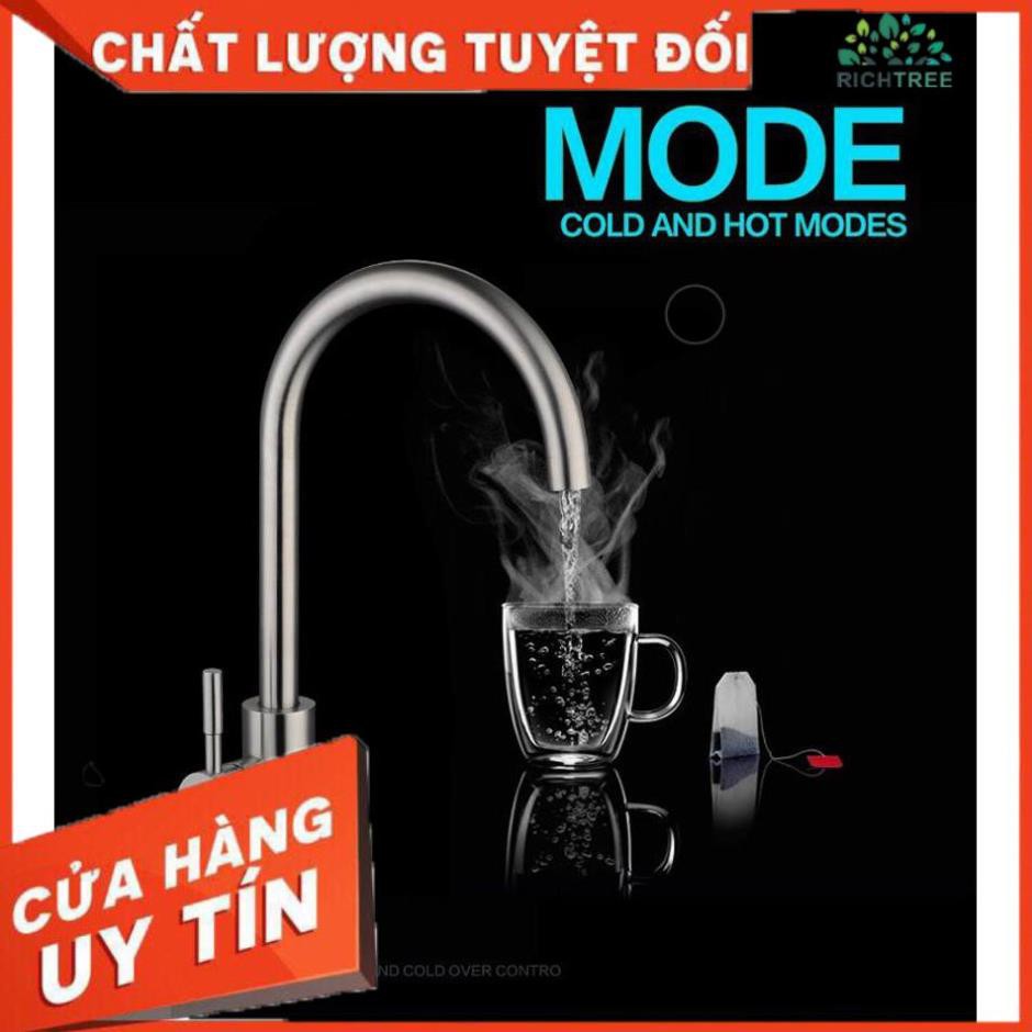 [FREE SHIP] Vòi rửa bát NÓNG LẠNH loại cắm chậu chất liệu inox 304 dáng tròn-Tặng bộ dây cấp-mã-Chính hãng KD 011