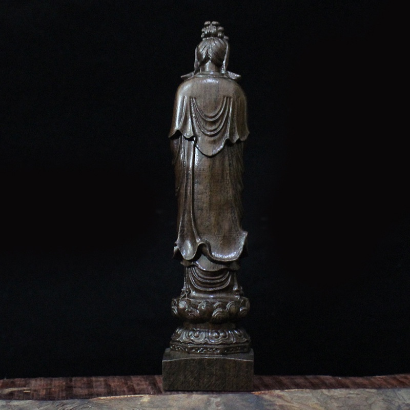 Tượng Phật Bà Quan Âm Bằng Gỗ Trầm Hương Cao 21 cm