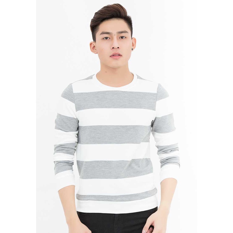 Áo thun Dệt kim Titishop ATN4 tay dài sọc ( XÁM )