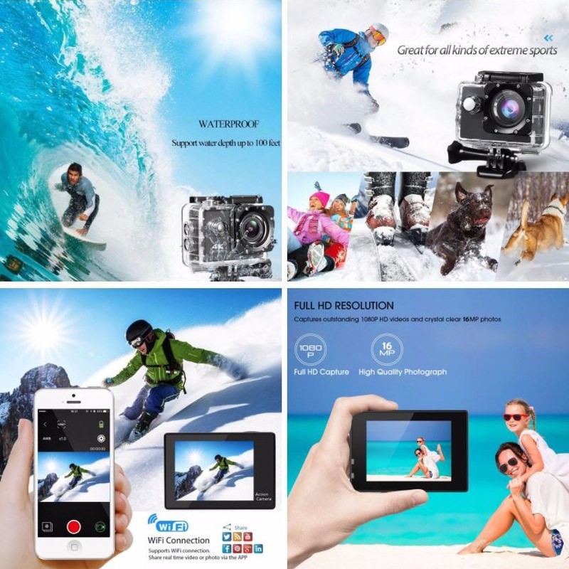 [Mã 11ELSALE hoàn 7% đơn 300K] Camera hành trình SPORT A19 4k UtralHD 3840 × 2160 có vỏ bọc chống nước kèm phụ kiện | BigBuy360 - bigbuy360.vn