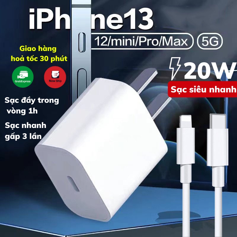 Sạc Iphone Sạc Nhanh Iphone 20W Siêu Tốc Siêu Bền Tiết Kiệm Điện Dành Cho Các Dòng Iphone Đèn Led Chiko