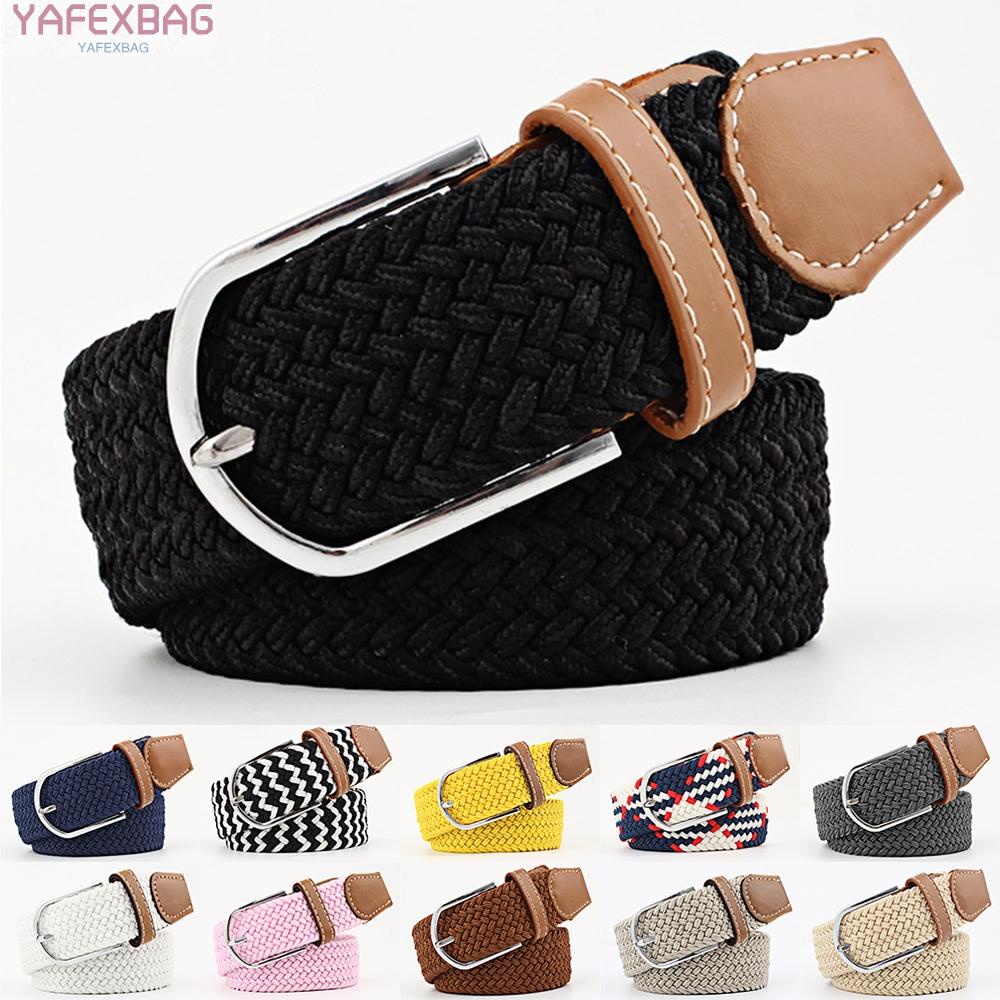 Mens Womens Ladies Elasticated Belts Canvas Stretch Elastic Braided Belt Buckle