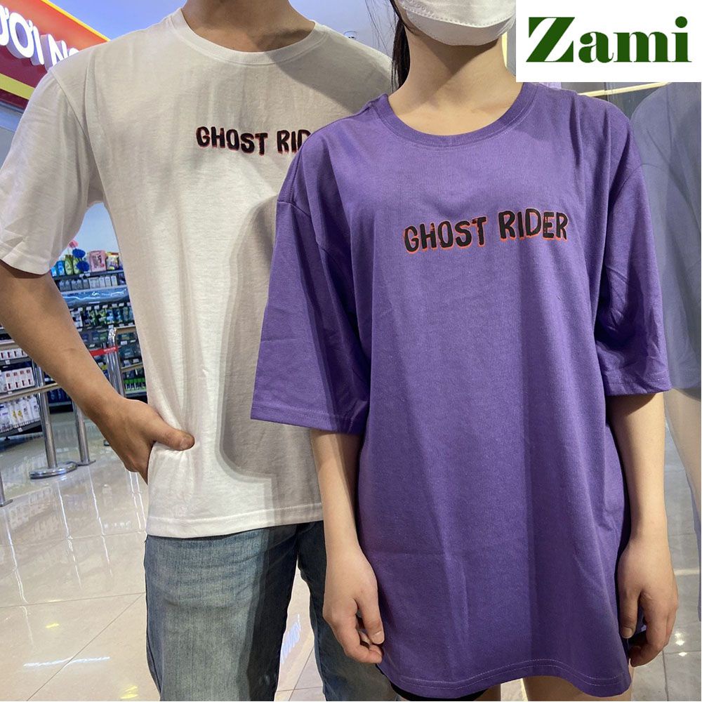 Áo Thun Nữ Nam Form Rộng Unisex Phong Cách Basic Streetstyle Chất Cotton Oversize In Chữ Hình Ghost Rider ZT20 Zami | BigBuy360 - bigbuy360.vn