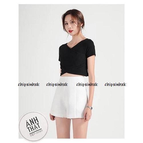 Quần short CHIPXINHXK cạo cao khóa giữa chìm không khuy xinh xắn