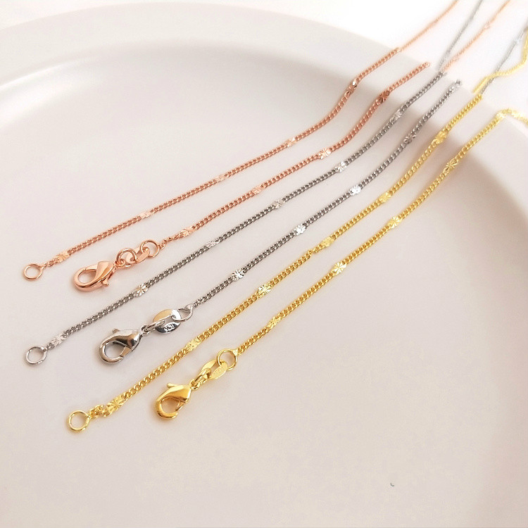 Vòng cổ Mạ Vàng Hồng 18K Phối Hạt Nhiều Màu Sắc