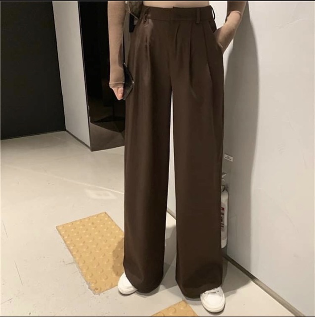 Áo Tay Dài Thun Ulzzang Nâu, [ADORABLE], Quần Kaki Dài Nâu Hot Trend 2021 Ảnh Thật