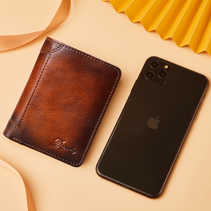 Ví da bò nam Dante, chính hãng, da thật V1701