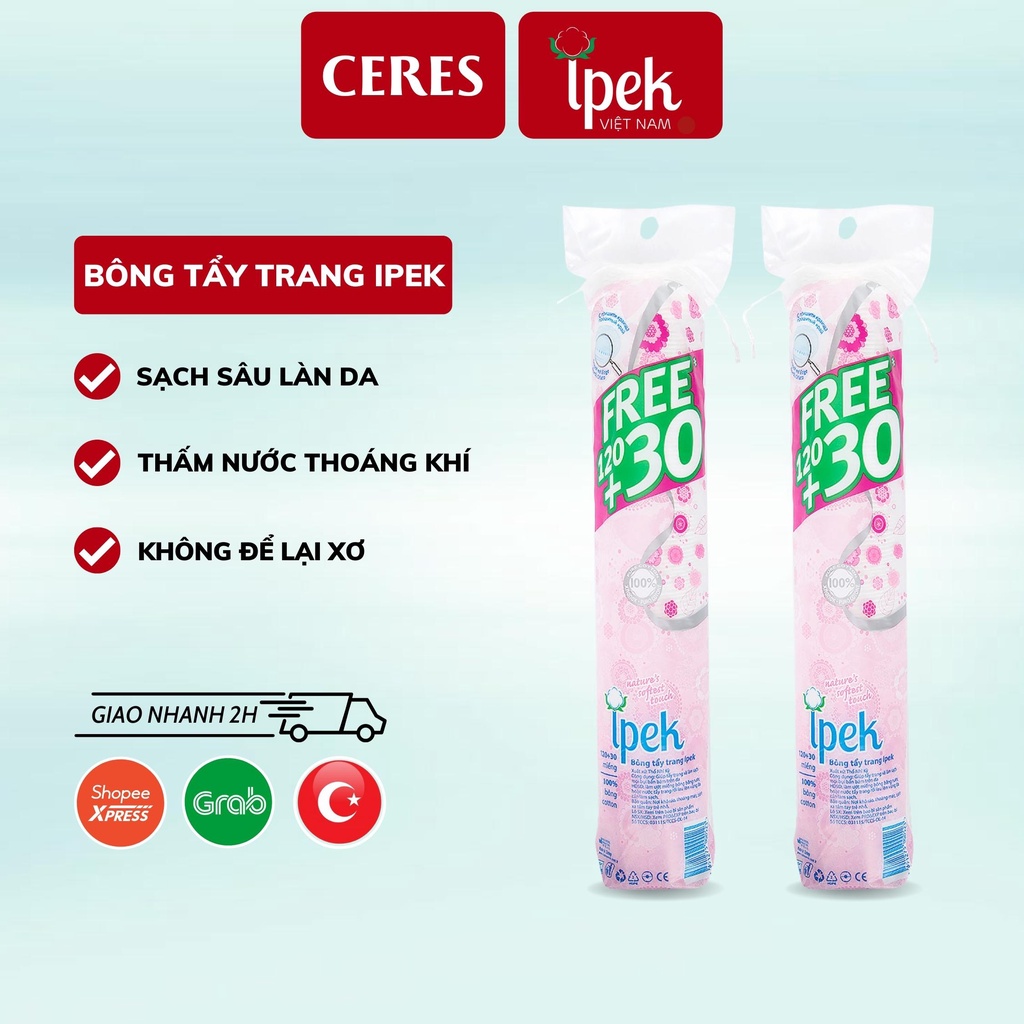 Bông Tẩy Trang Ipek Klasik Cotton Pads Thổ Nhĩ Kỳ Cao Cấp Mềm Mịn Siêu Tiết Kiệm (80/130/150 Miếng)