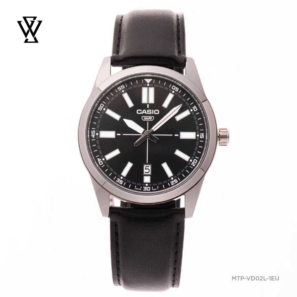 Đồng Hồ Quartz Nam Casio WATCHSTORE MTP-VD02L-1EUDF Mặt Kính Khoáng 41mm, Dây Da Đen Phong Cách Hiện Đại, Sang Trọng