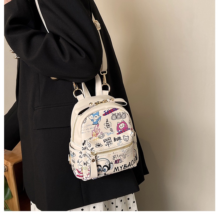 Ba lô JASMIN NOIR da PU in họa tiết hoạt hình đáng yêu thời trang dành cho nữ