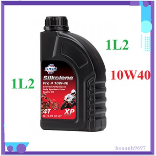 1L2 Nhớt Fuchs Silkolene 10w40 Pro 4 (xe số xe máy côn tay phân khối lớn pkl ly hợp ướt Châu Âu )
